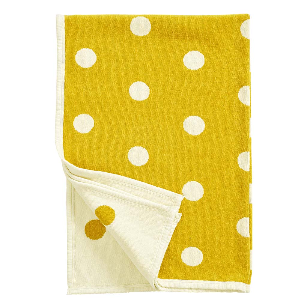 Klippan blanket organic cotton chenille Dots Mustard