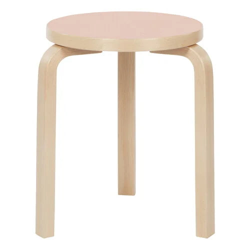 Artek Alvar Aalto stool 60 Birch powder linoleum seat