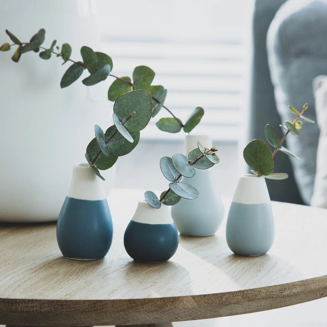 Pastel Two-Tone Mini Vases - Set Of 4 - Shades Of Grey Vases