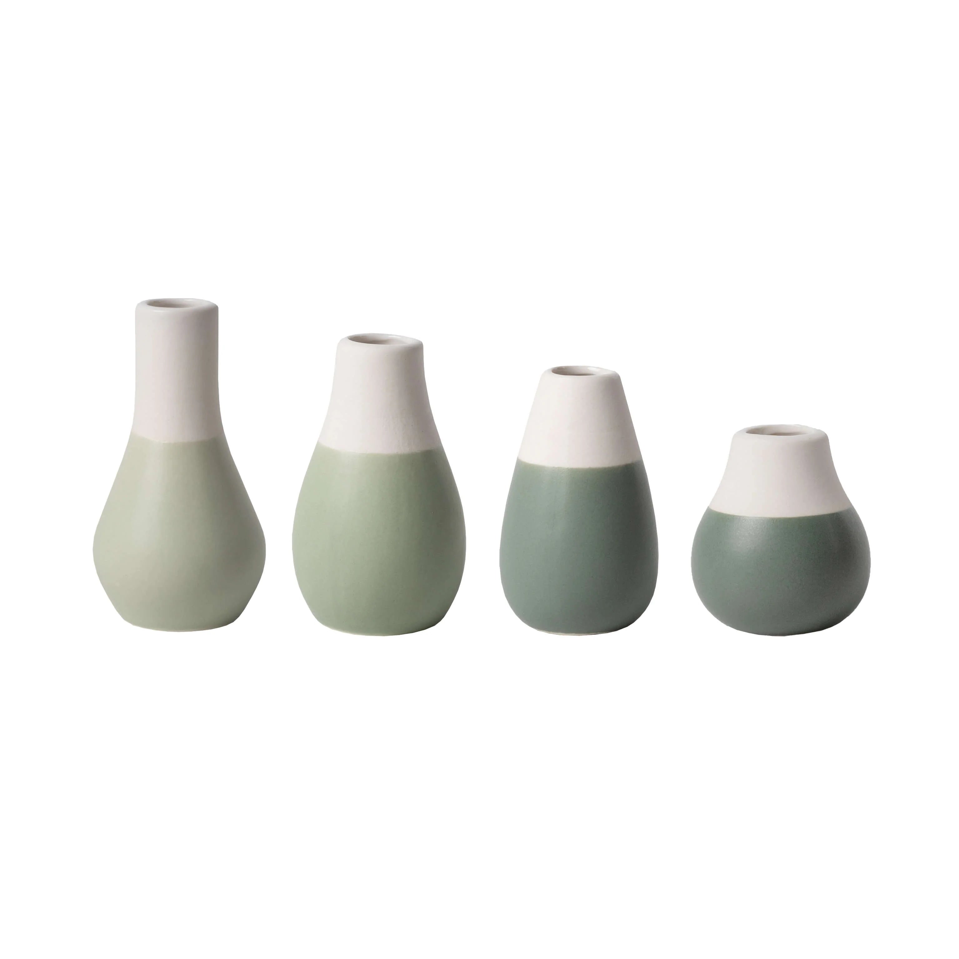Pastel Two-Tone Mini Vases - Set Of 4 - Shades Of Green Vases