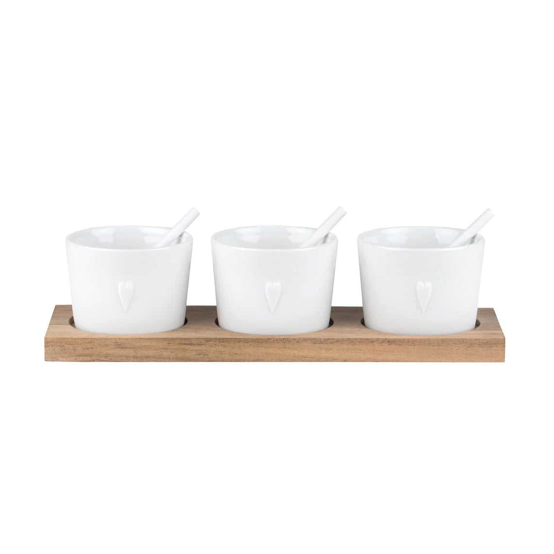 Bon Appetit Small Serving Pots With Acacia Wood Tray