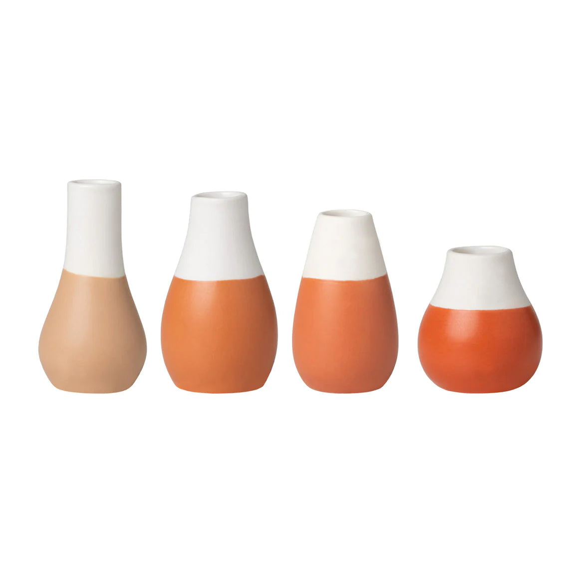 Pastel Two-Tone Mini Vases - Set Of 4 - Earth Tones Vases