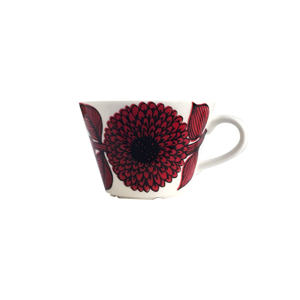 Röd Aster Coffee Cup With Saucer, Cone