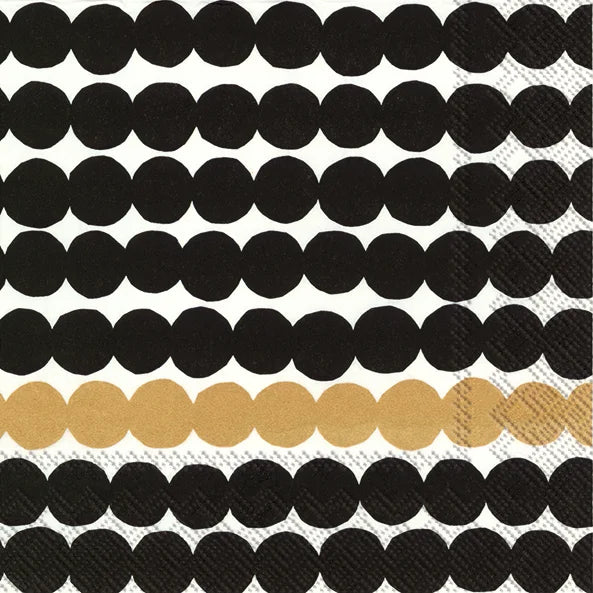 Marimekko paper napkins - Lunch size RASYMATTO black gold
