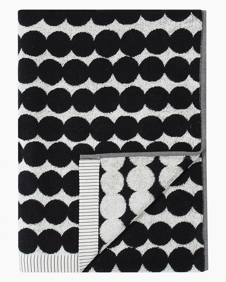 Räsymatto bath towel 70x150 cm white black