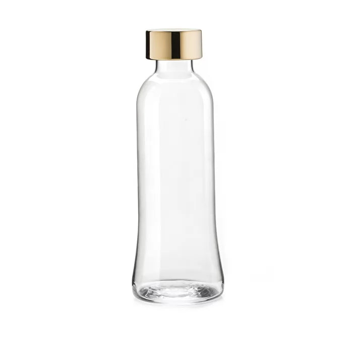 ICONS | 100 THE ICONIC BOTTLE 1 LITRE GLASS - TRANSPARENT - GOLD  LID SOTTSASS
