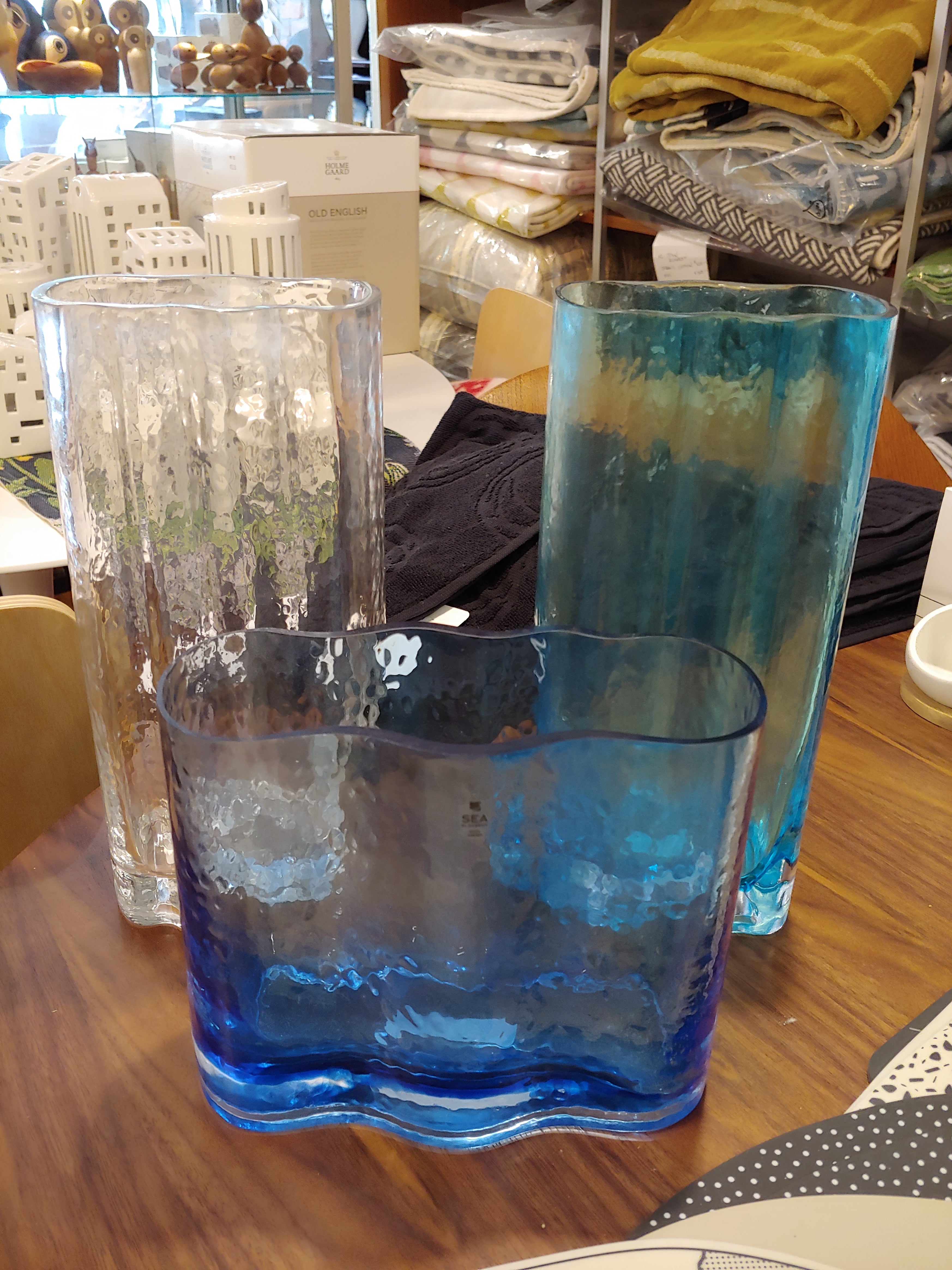 Sagaform Sea Glass vases Kosta Sweden Short ultramarine