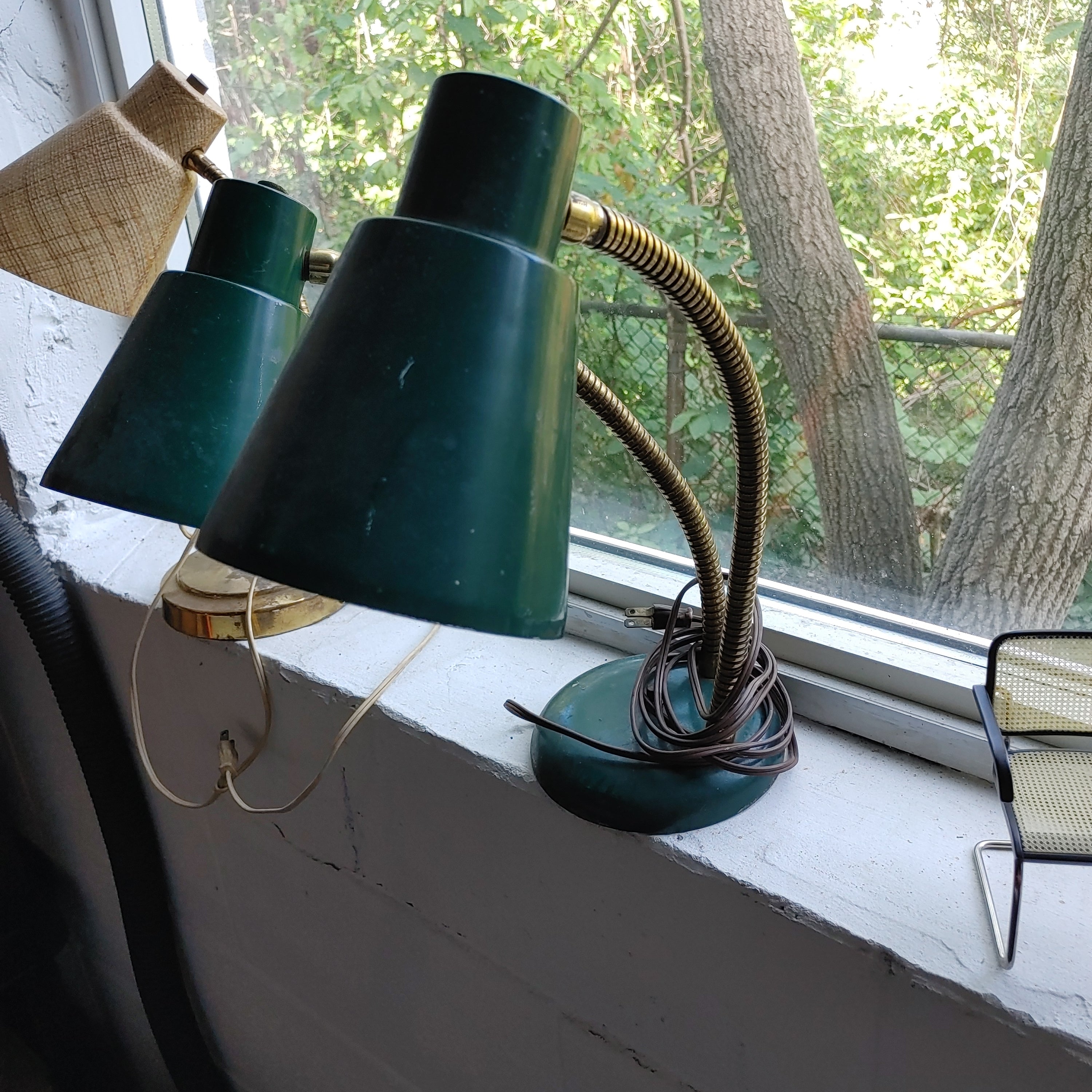 Rental only vintage table lamp two head