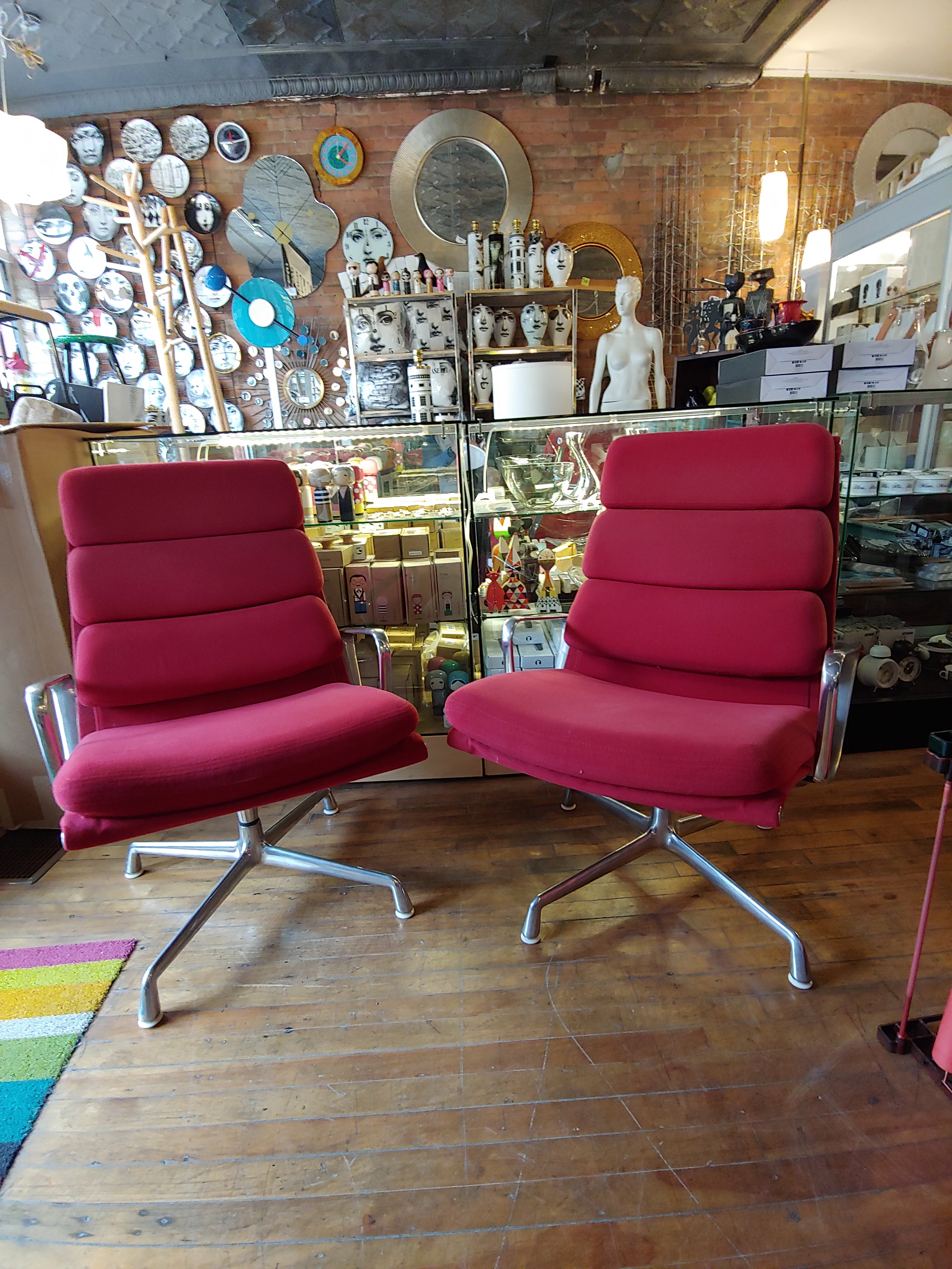 Vintage Eames soft pad aluminum lounge chairs Herman Miller