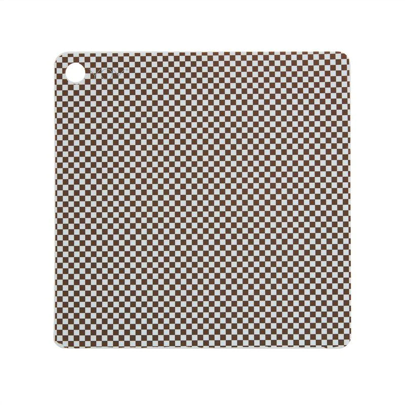 Placemat Checker - Pack of 2 × 2 Dusty Blue / Choko