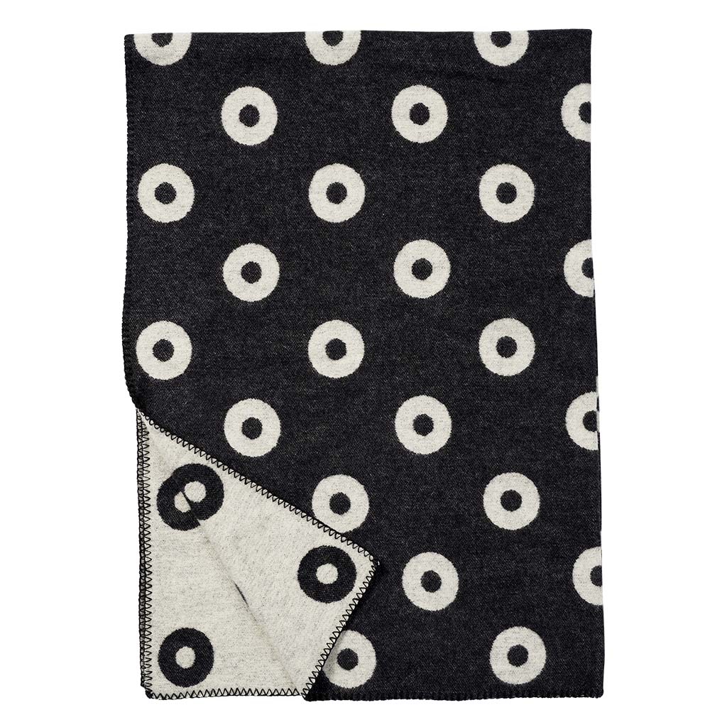 Klippan wool blanket 130x180cm Rings  Black