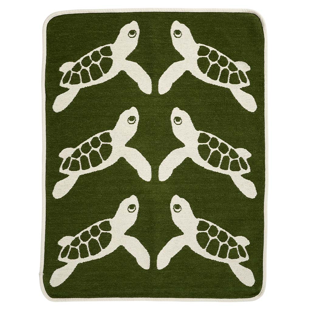 Klippan blanket 70 x 90cm. organic cotton chenille Turtle -Green