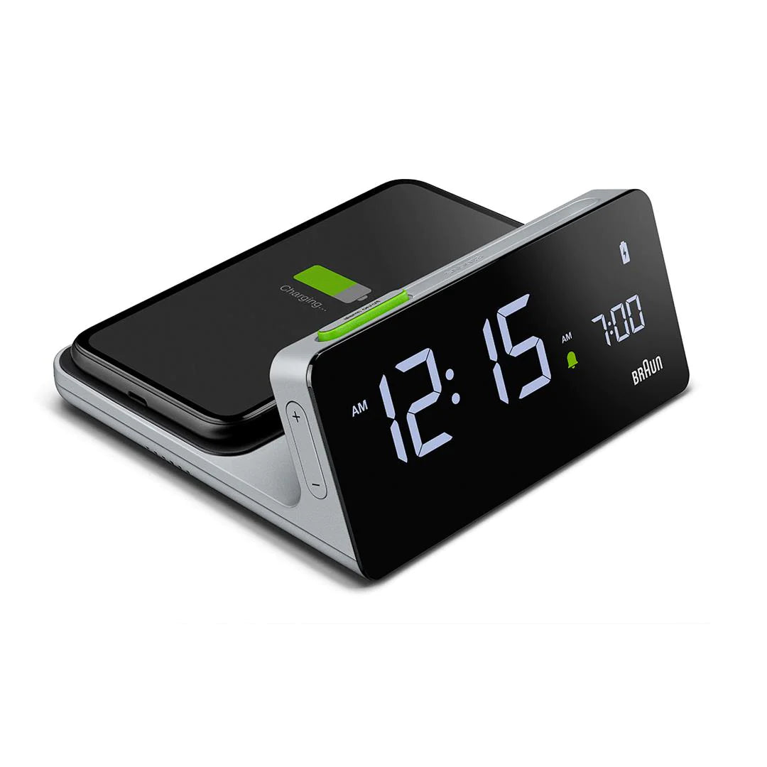 BC21G Braun Digital Wireless Charging Alarm Clock - Grey