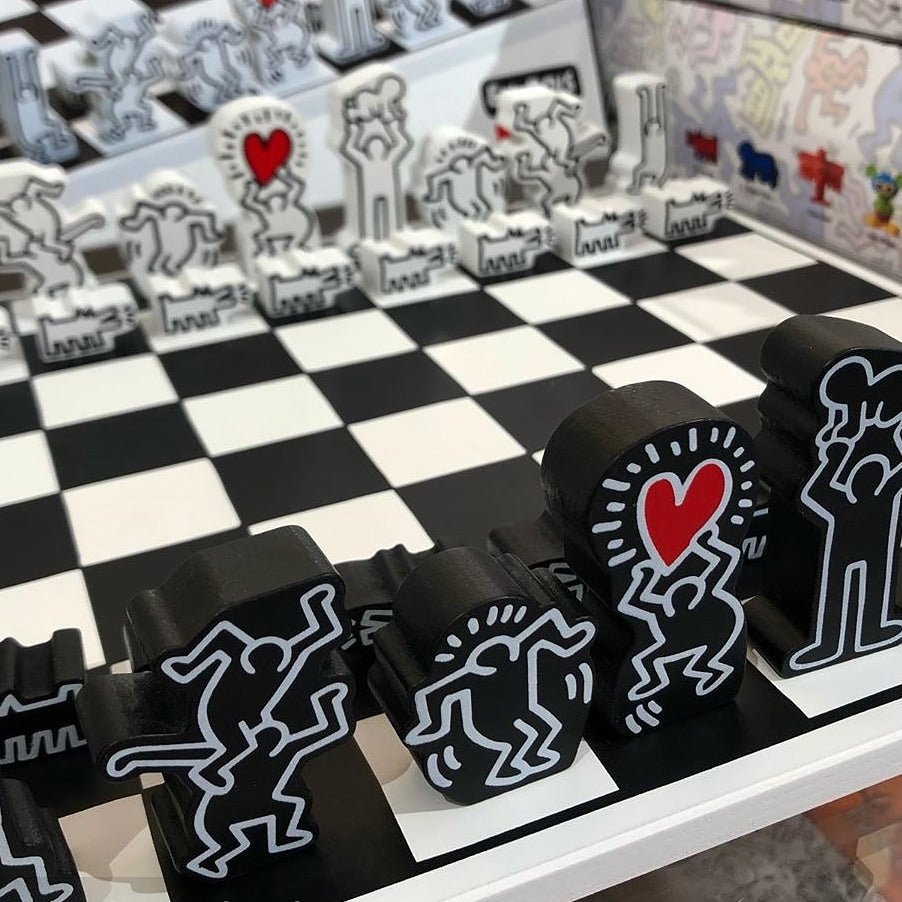 Keith Haring wooden chess set