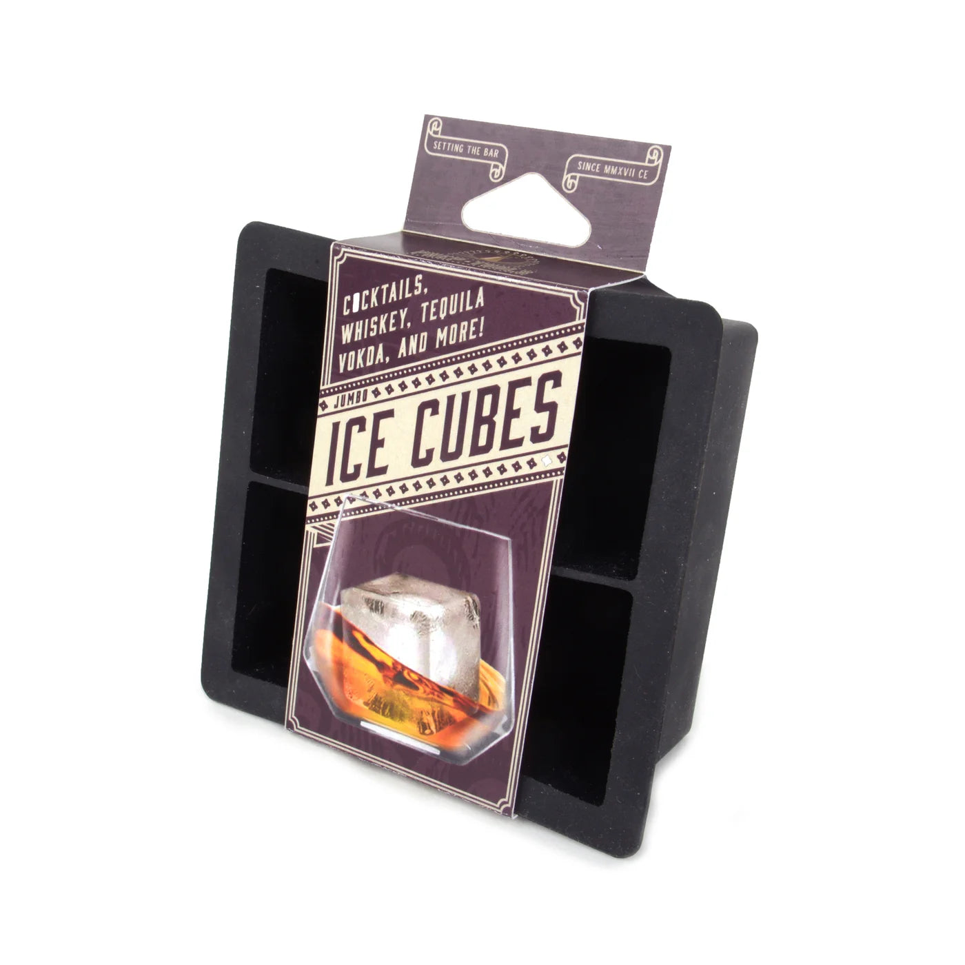 Ice Cube Silicone Mold Jumbo  4/Cubes 4.25x2” Grey
