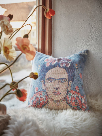 Frida Kahlo Pillow / cushion case, cotton 40x40 cm / 16 x 16 in VIDA