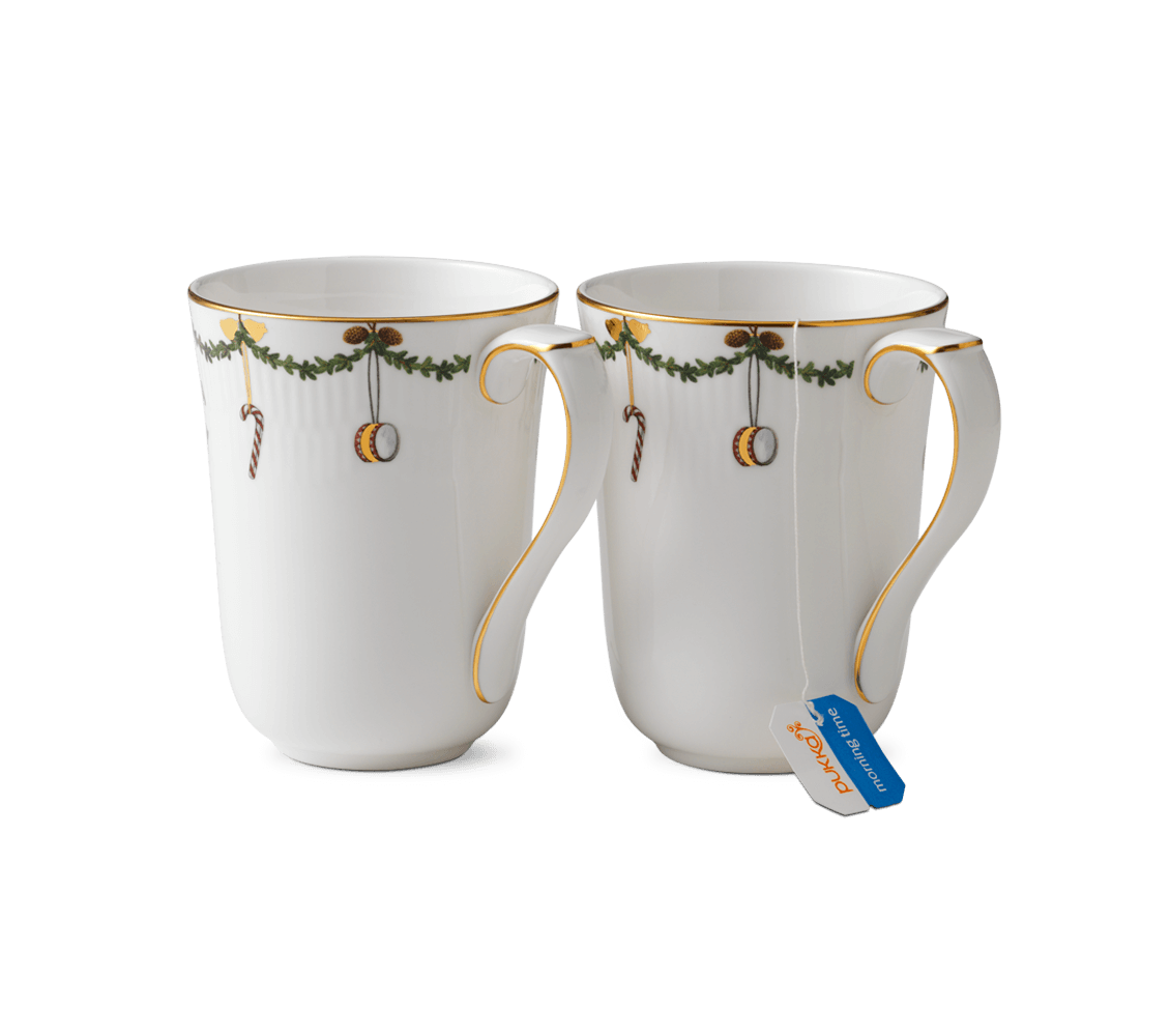 Star Fluted Christmas Mug set of two 11 oz / 33 cl