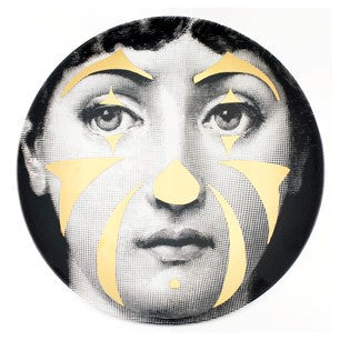 Gold Fornasetti plate Theme & Variations series no g122