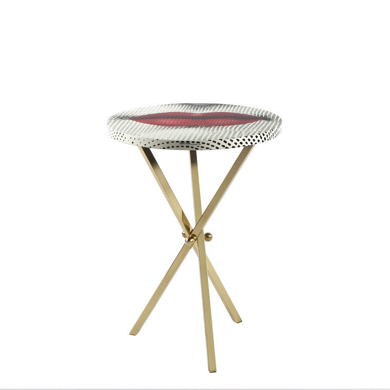 Fornasetti table 36 cm small side table Bocca brass legs