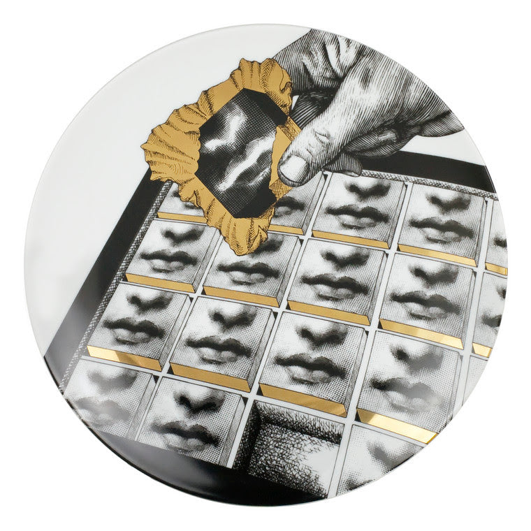 Gold Fornasetti plate Theme & Variations series no g362