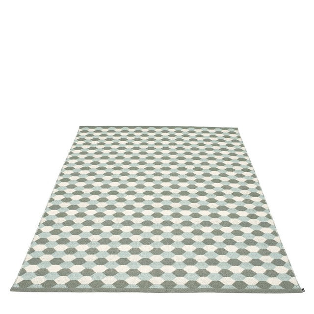 All sizes DANA RUG - ARMY/PALE TURQUOISE/VANILLA