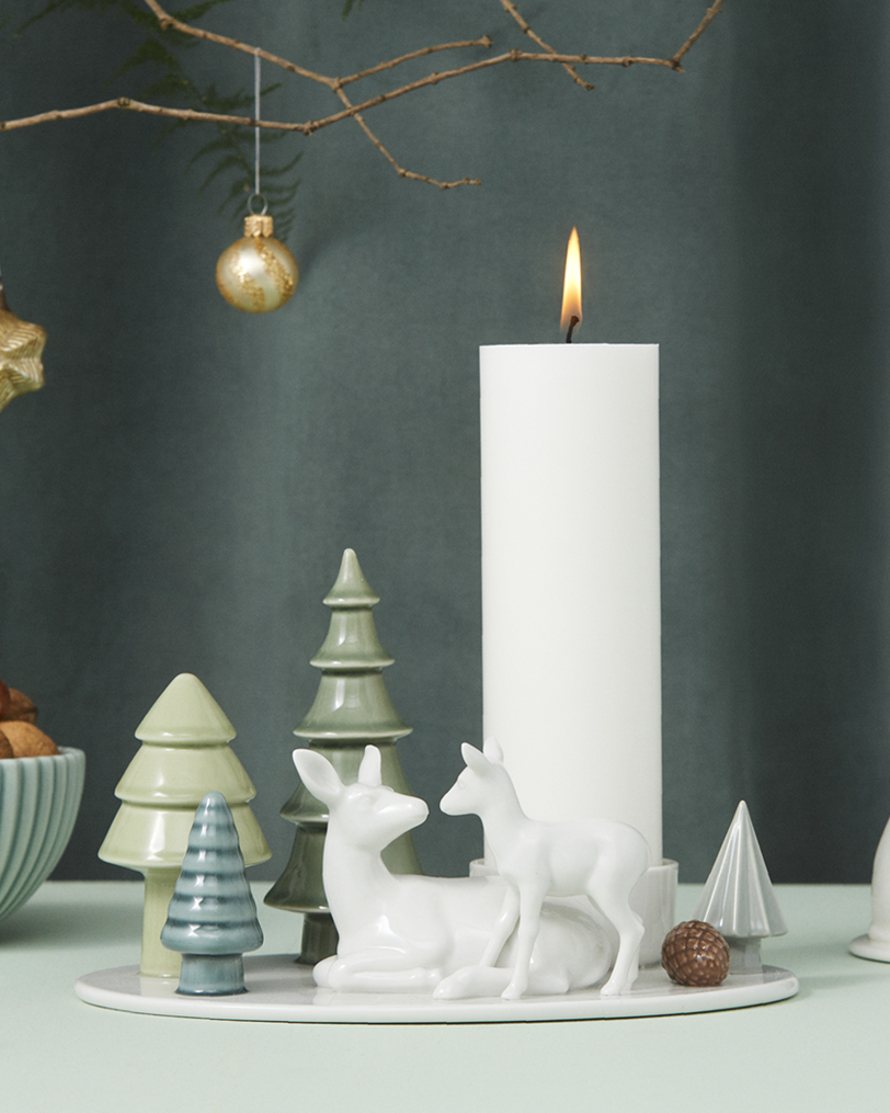 Winter Stories Deer & Fawn candlestick