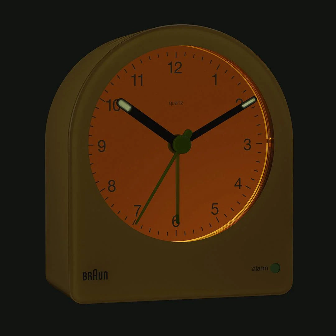 BC22Y Braun classic analogue alarm clock - yellow