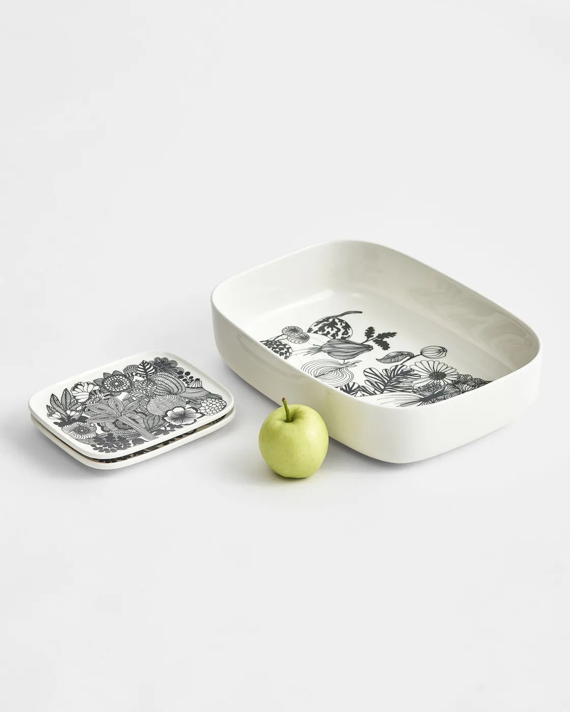 Oiva / Siirtolapuutarha plate 15x12cm White / black