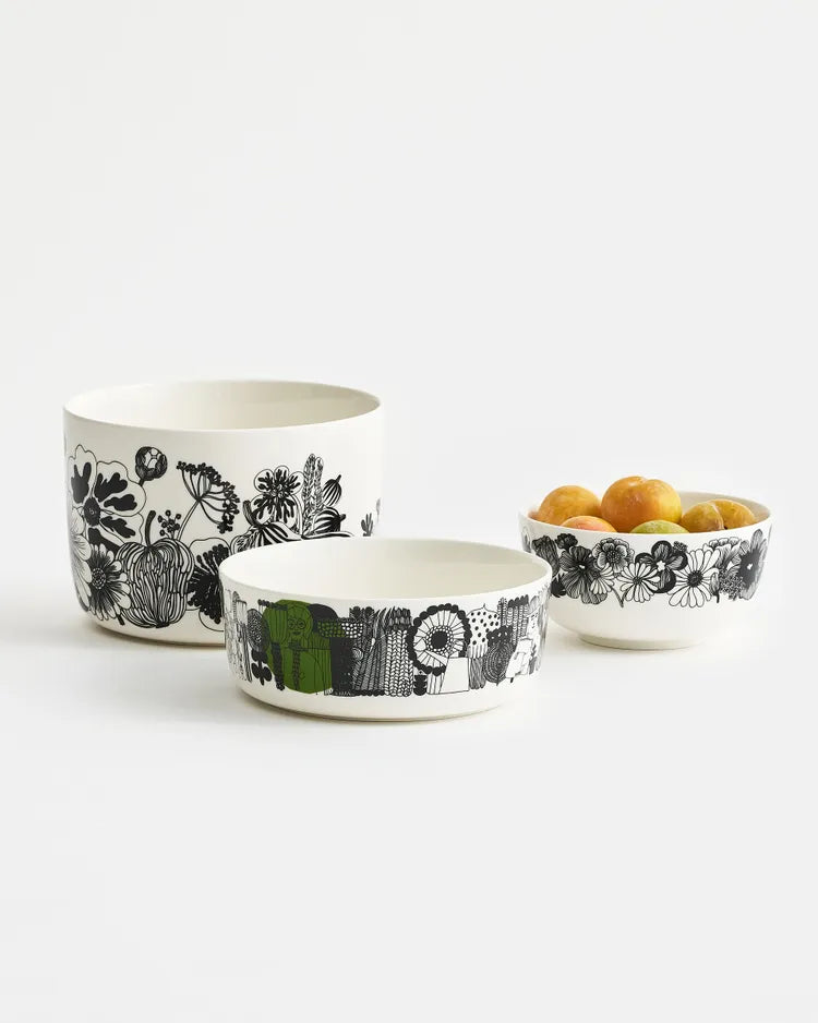 Oiva / Siirtolapuutarha bowl 9 dl white black