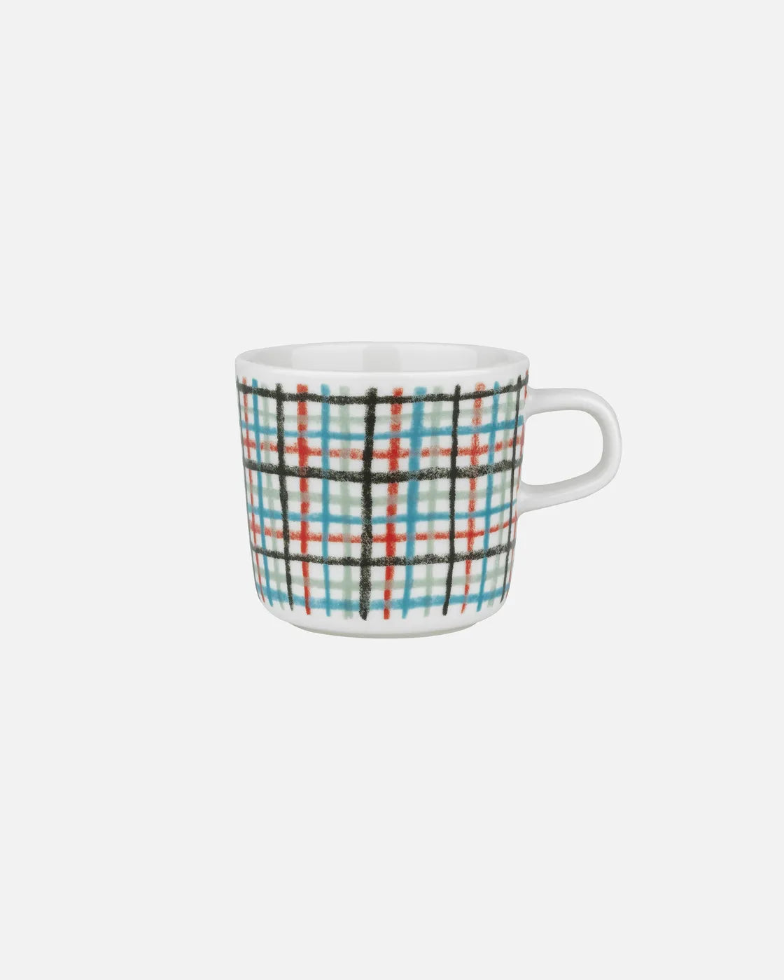 Oiva / Urdimbre Coffee Cup 2dl white red sage petrol blue