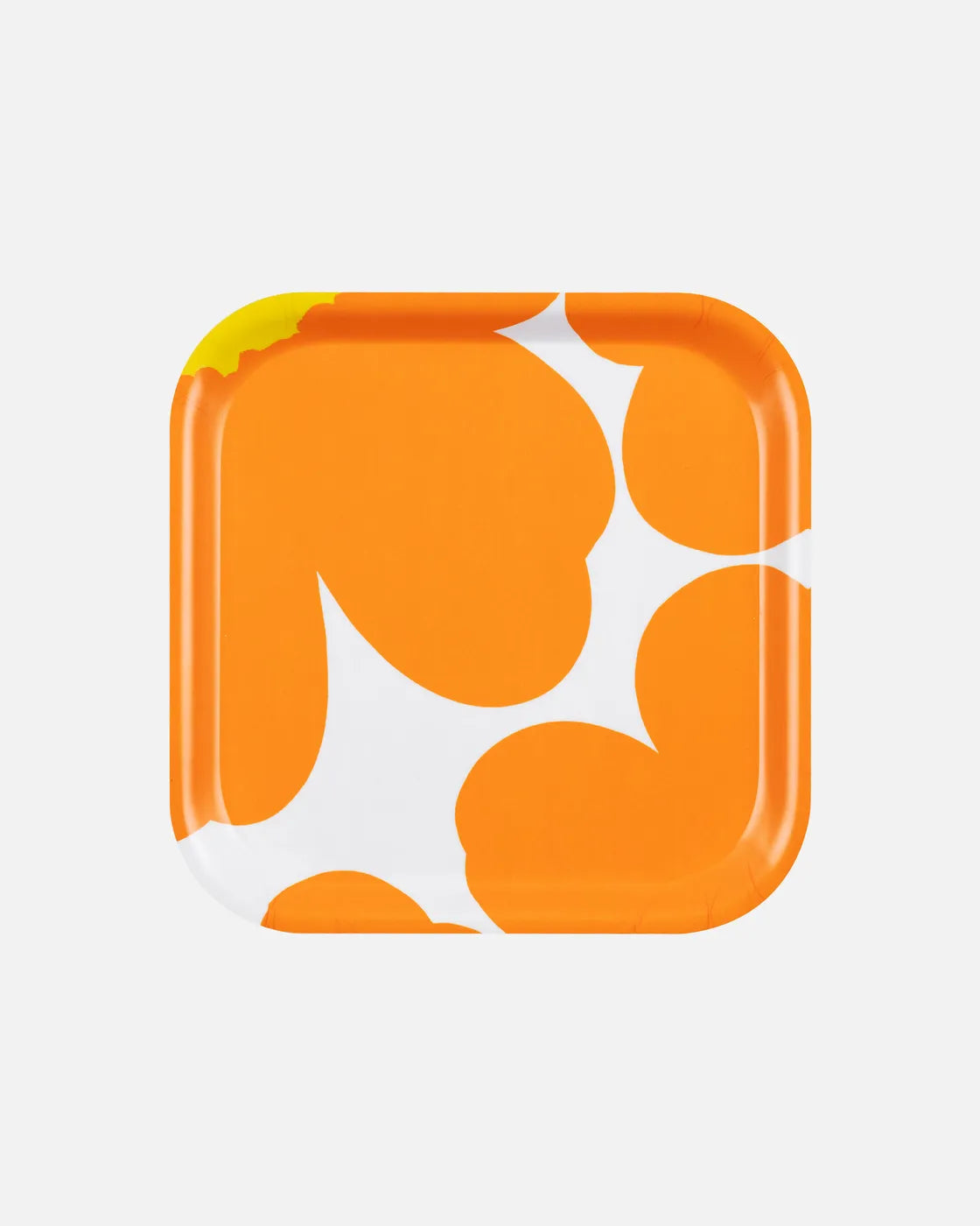 Unikko 60 Anniversary Plywood Tray 20x20 Cm White orange yellow