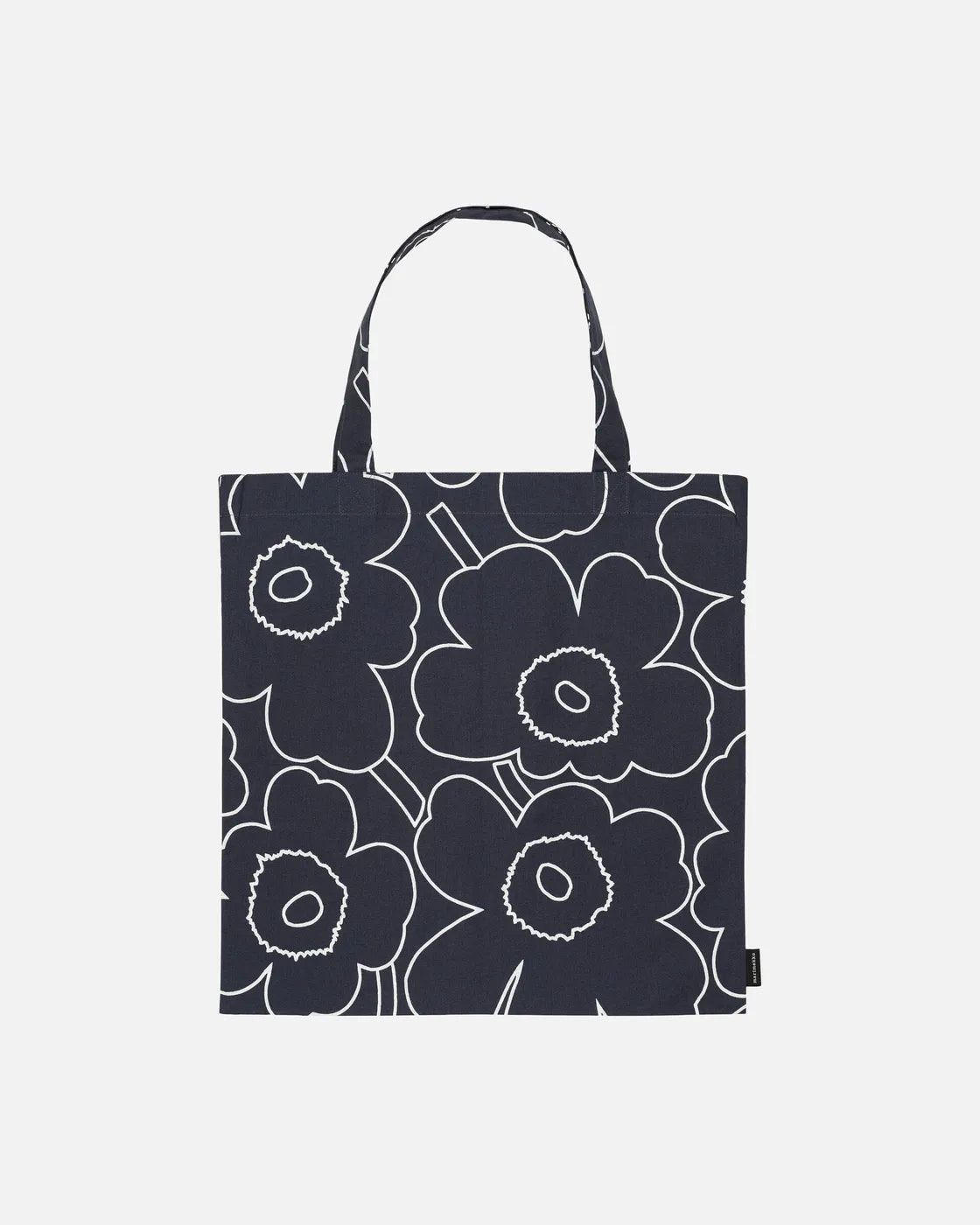 Pieni Piirto Unikko Kassi 44x43 Cm tote bag black white