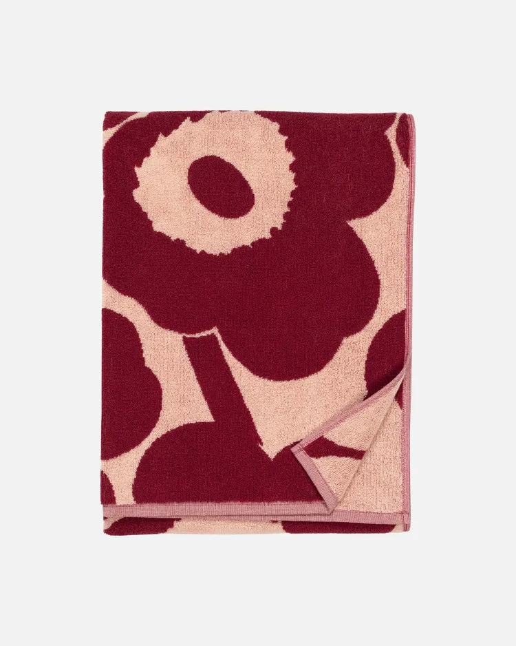 Unikko Kylpypyyhe 70x150 Cm bath towel pink dark cherry