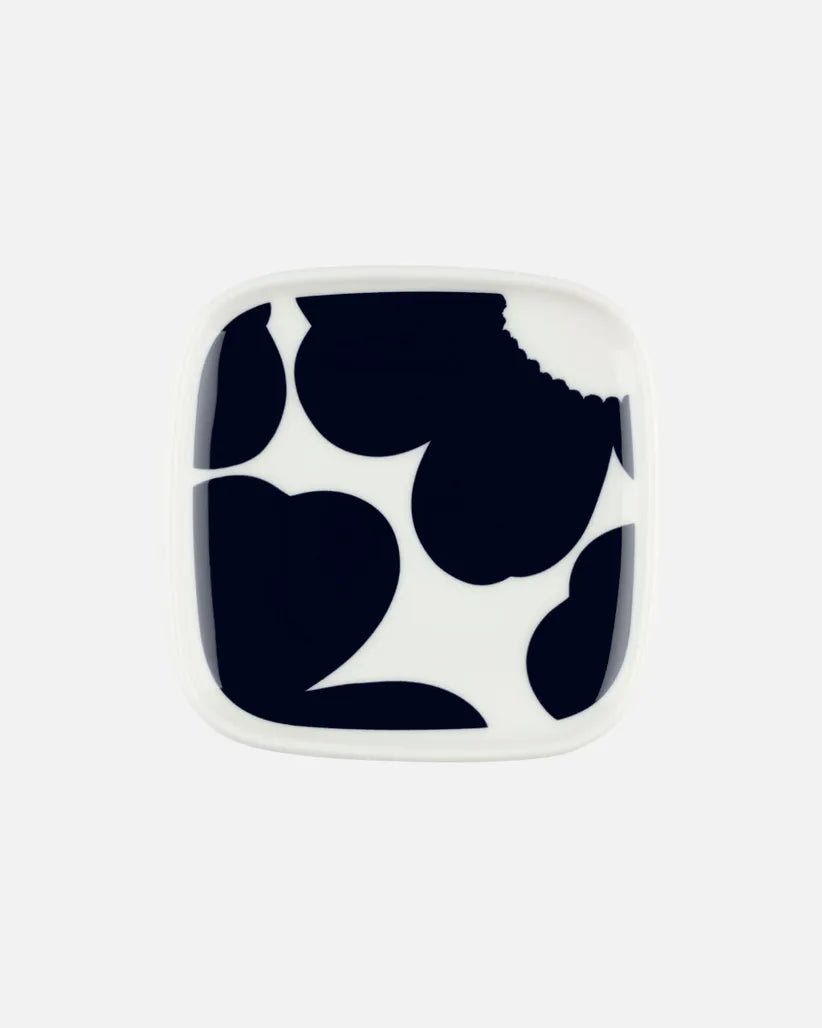 Oiva / Iso Unikko Lautanen 10x10 Cm Big Poppy white dark blue