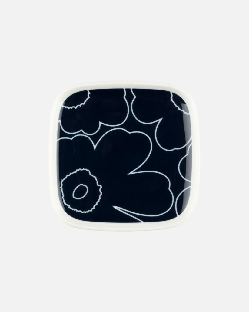 Oiva / Piirto Unikko Lautanen 10x10 Cm plate white dark blue