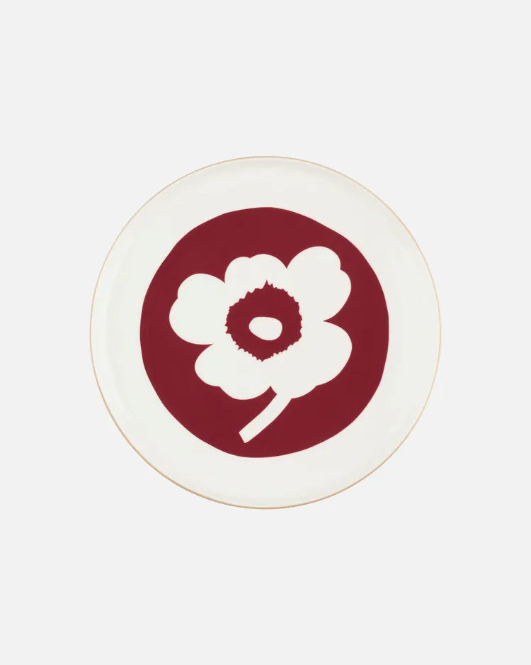 Oiva / Unikko Lautanen 25 Cm plate white dark cherry brown