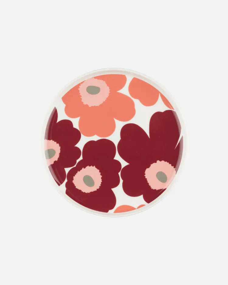Oiva / Unikko Lautanen 20 Cm plate white dark cherry salmon red