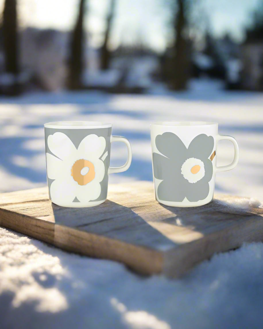 UNIKKO 60TH ANNIVERSARY Mug set  2,5 Dl, 2 Pcs white light grey gold