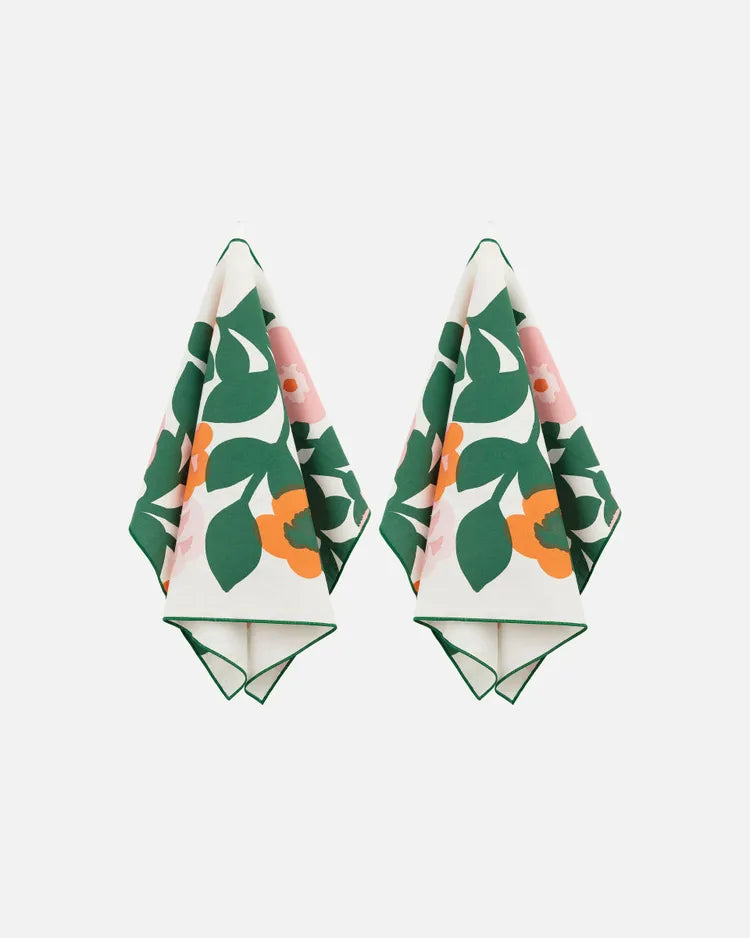 Tea Towel 47x70 Cm White Green Pink orange