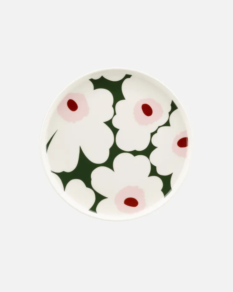 Oiva / Unikko Plate 20 Cm white dark green light pink