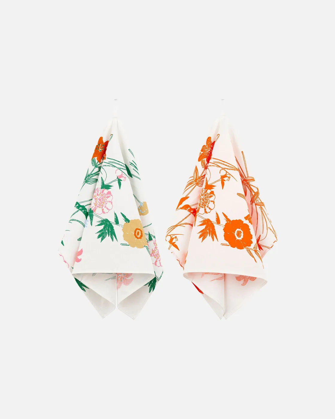 Puutarhakutsut Tea Towel Set Of 2 white green orange beige