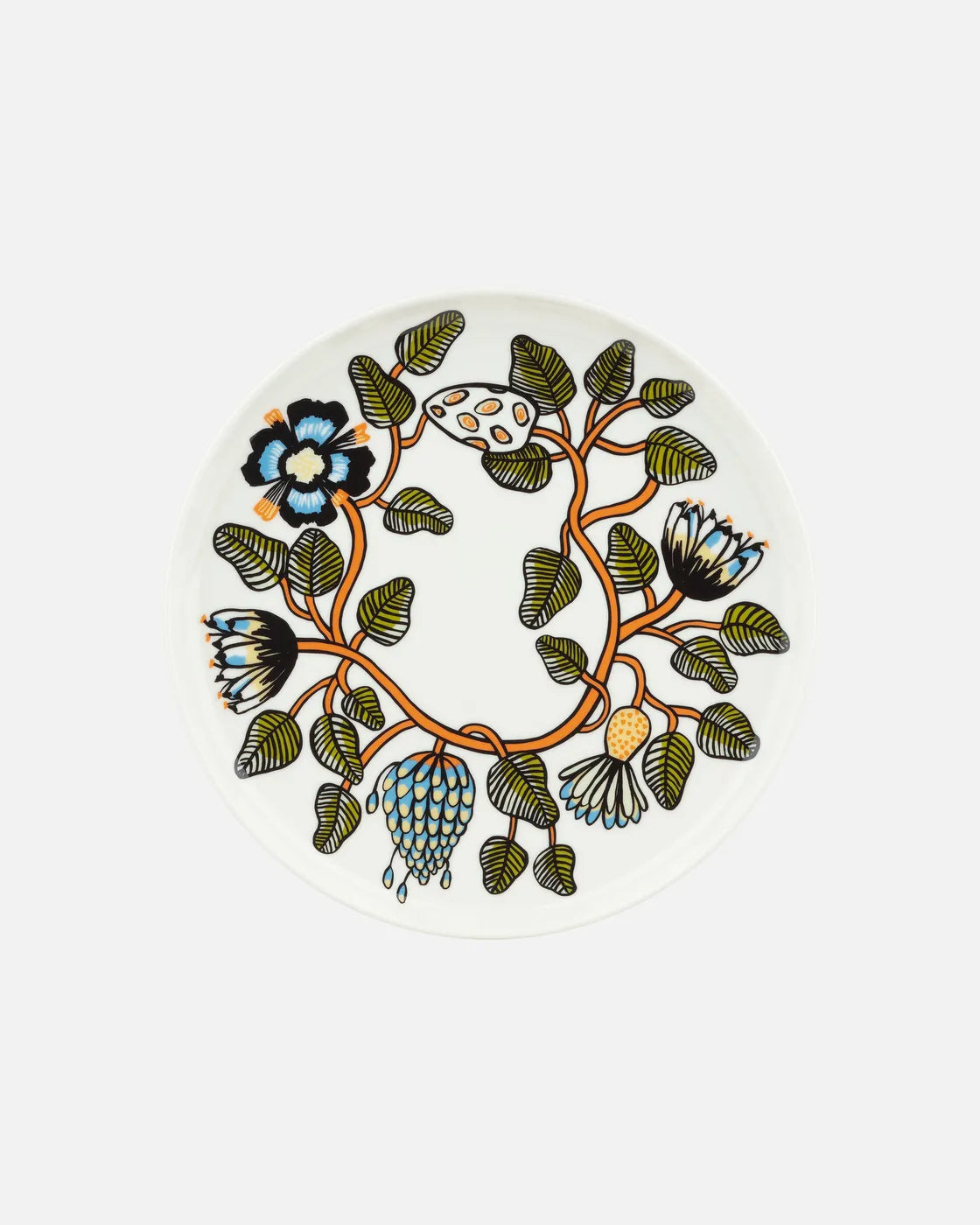 Oiva / Tiara Plate 25 cm white warm orange green