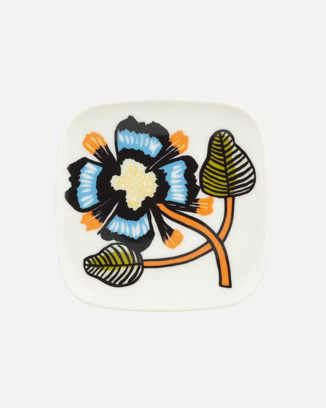 Oiva / Tiara Plate 10x10 cm white warm orange green