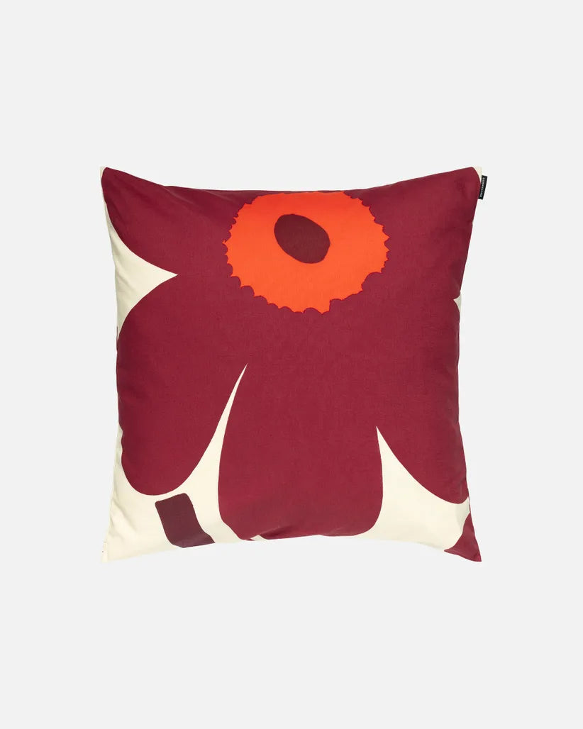 Unikko cushion cover 50x50 cm vanilla burgundy red