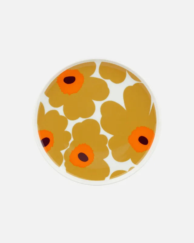 Oiva / Unikko Plate 20 cm white carmel warm orange