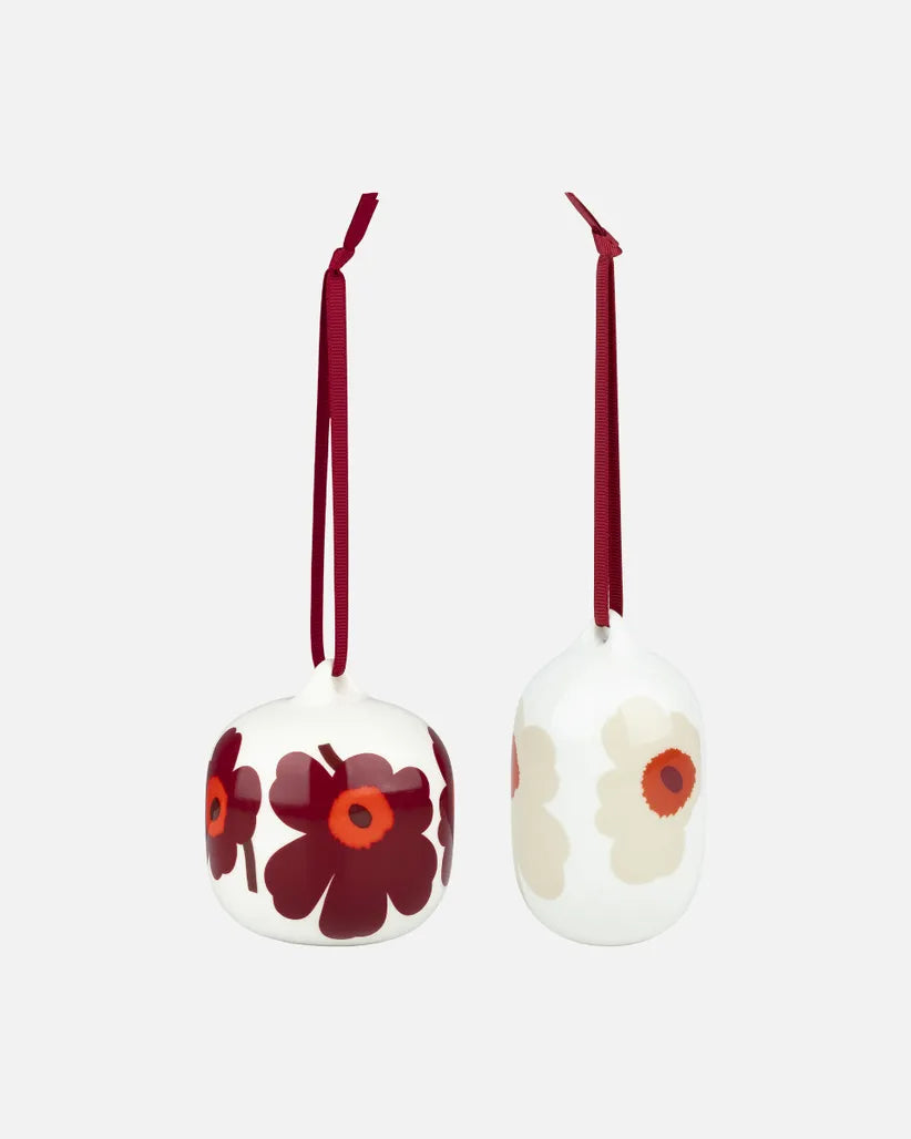 Unikko collectible ornament 2 pcs white red beige