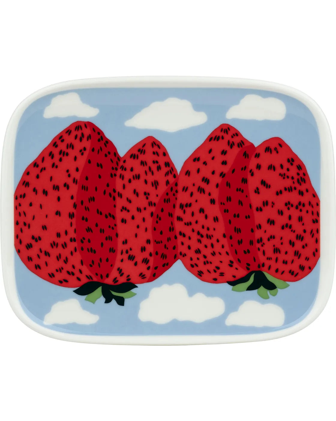 Oiva / Mansikkavuoret plate 15x12 cm white red blue