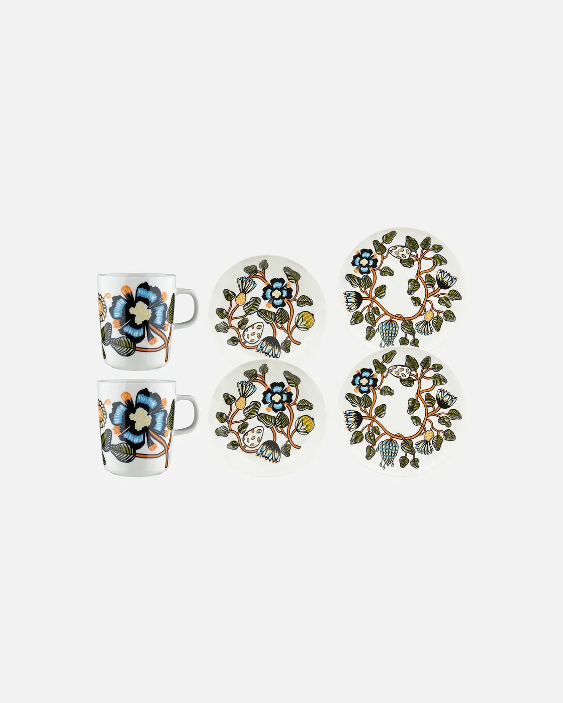 Oiva / Tiara Dinner set white warm orange green mug plate