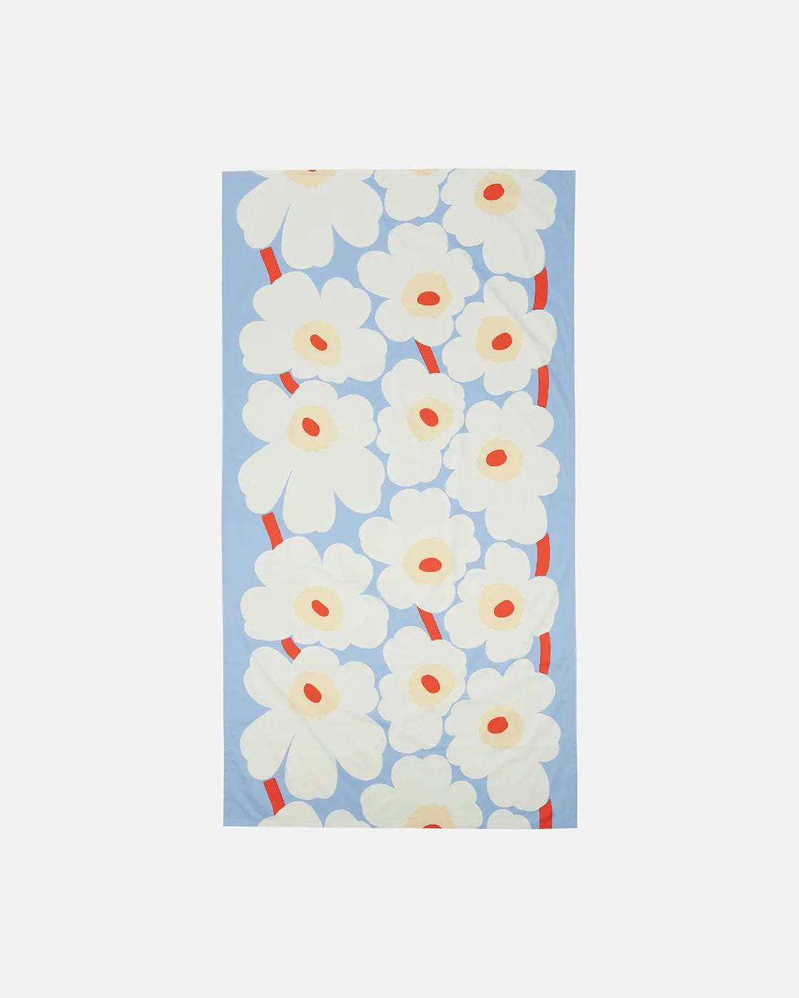 Unikko Table cloth 135x250 cm light blue off white melon orange red