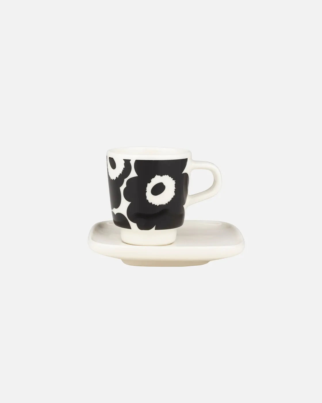 Oiva / Unikko Espresso cup and plate white black